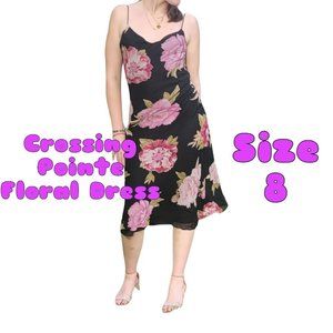 Clothing - Crossing Pointe Floral Black Dress Size 8